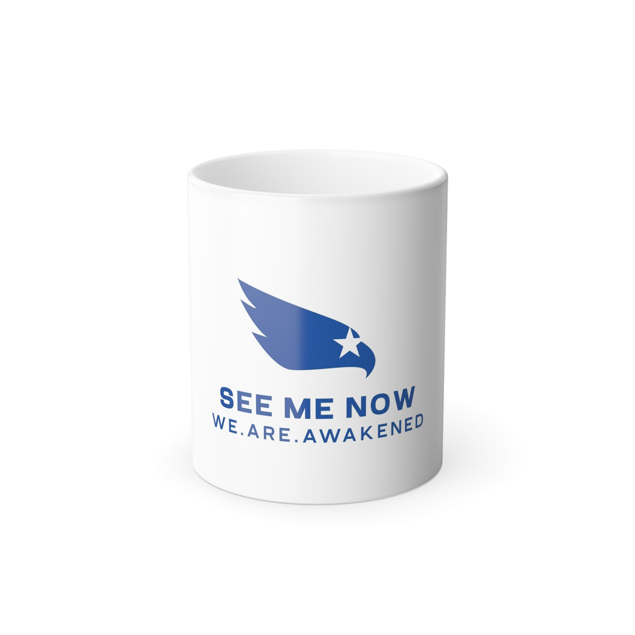 Color-Morph Mug — 'See Me Now, We Are Awakened' Blue Eagle Design, 11oz